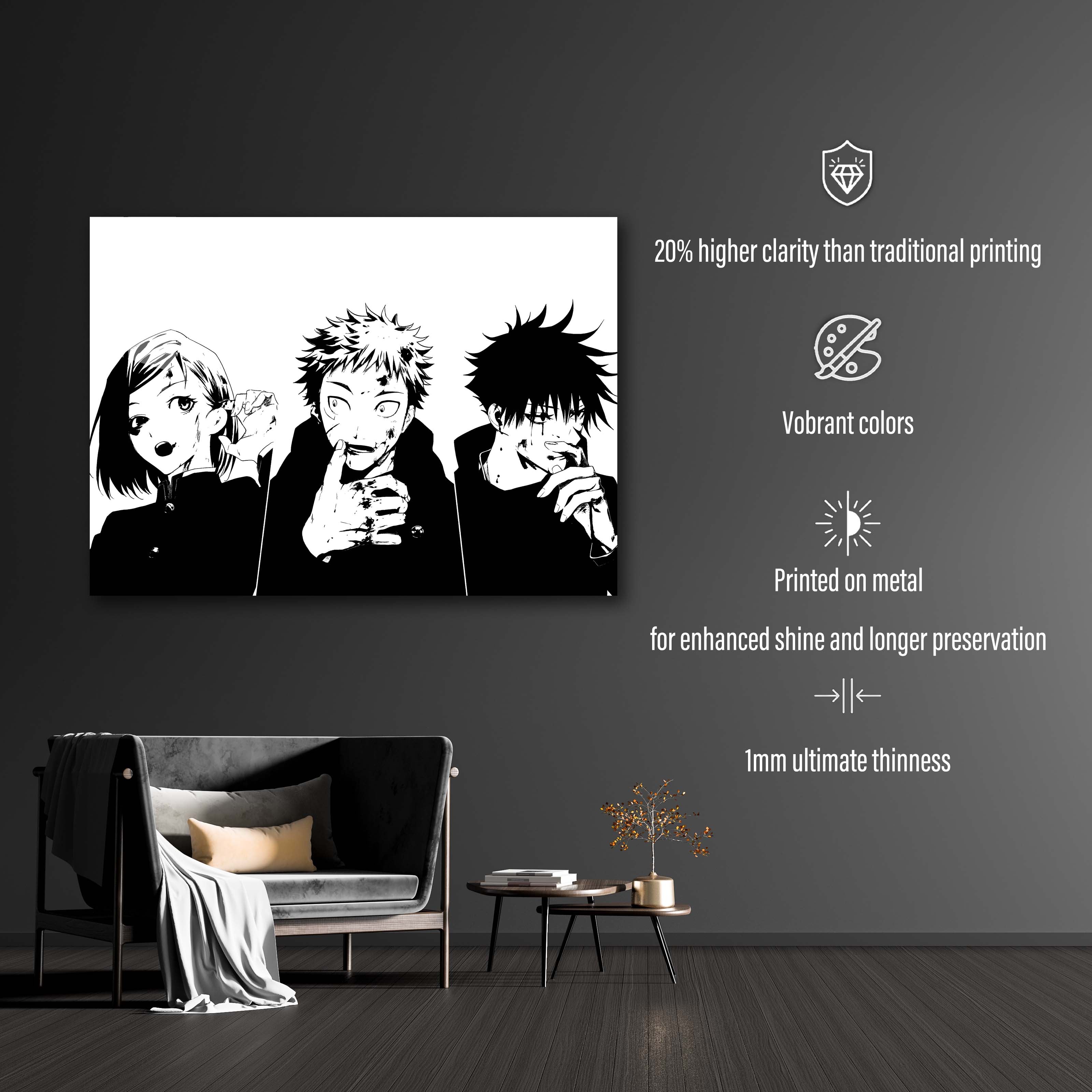 jujutsu kaisen Black and white-designed by @ReskLucky