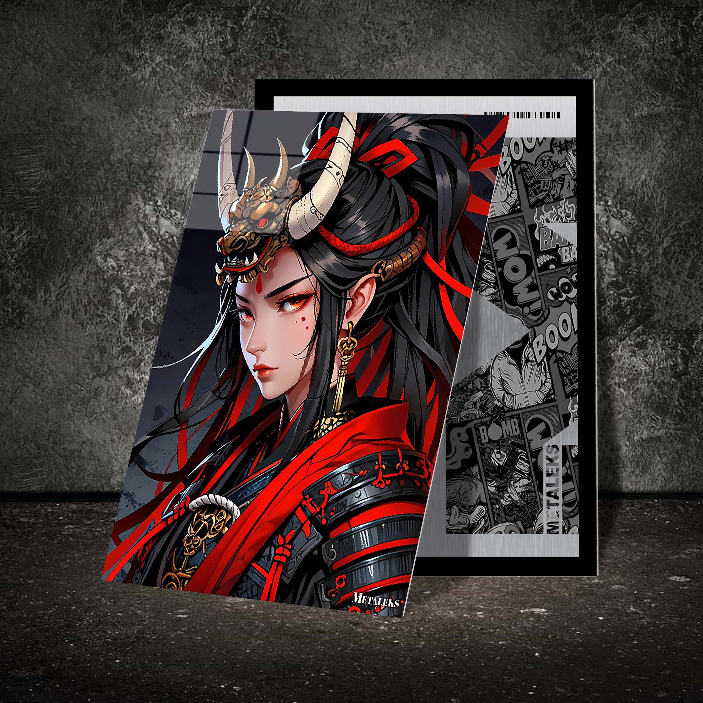 the samurai demon she is wearing red and black-designed by @Boogets