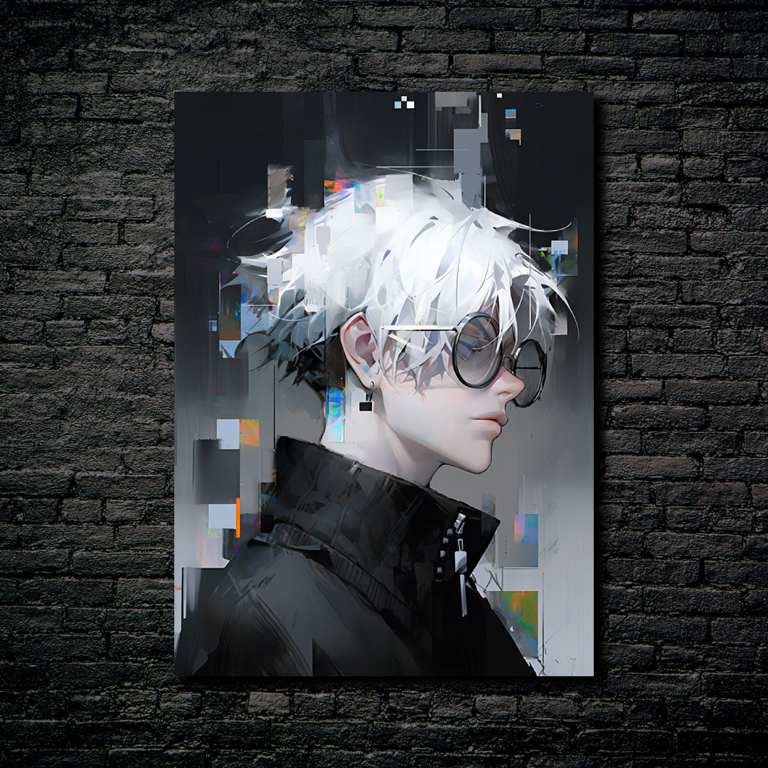 white-haired boy-designed by @WowPaper