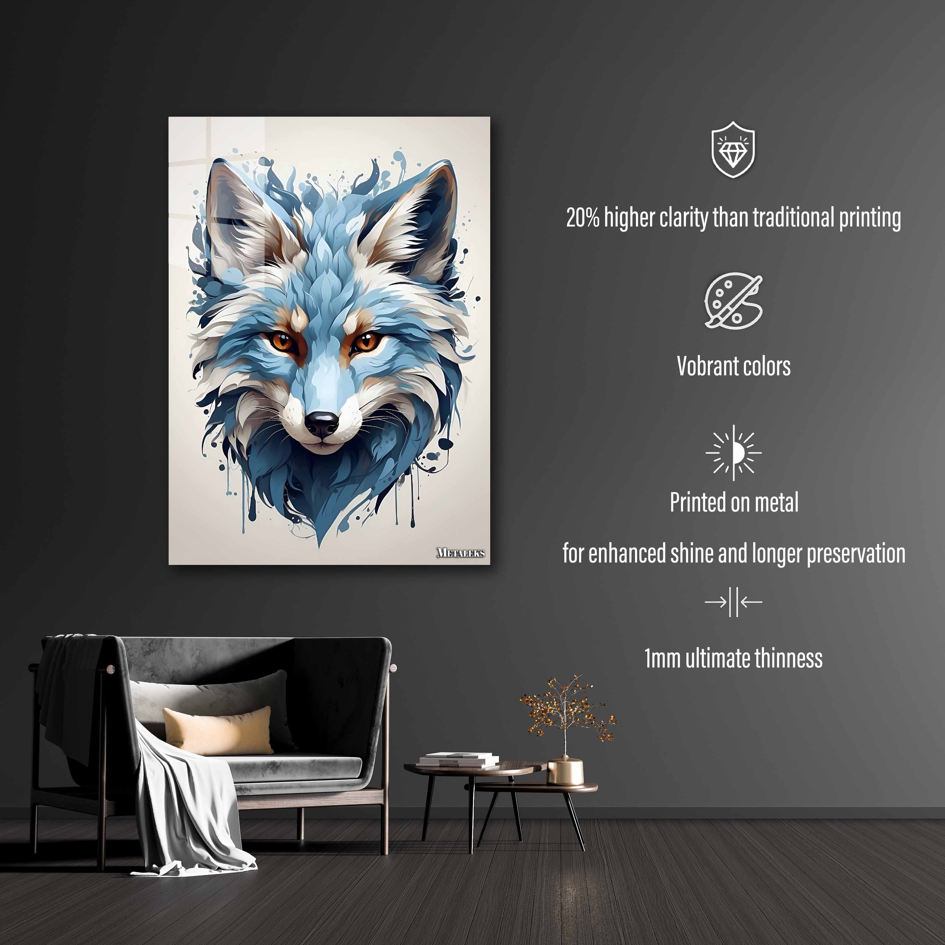 Arctic Elegance: Blue & White Fox Portrait-designed by @maximise