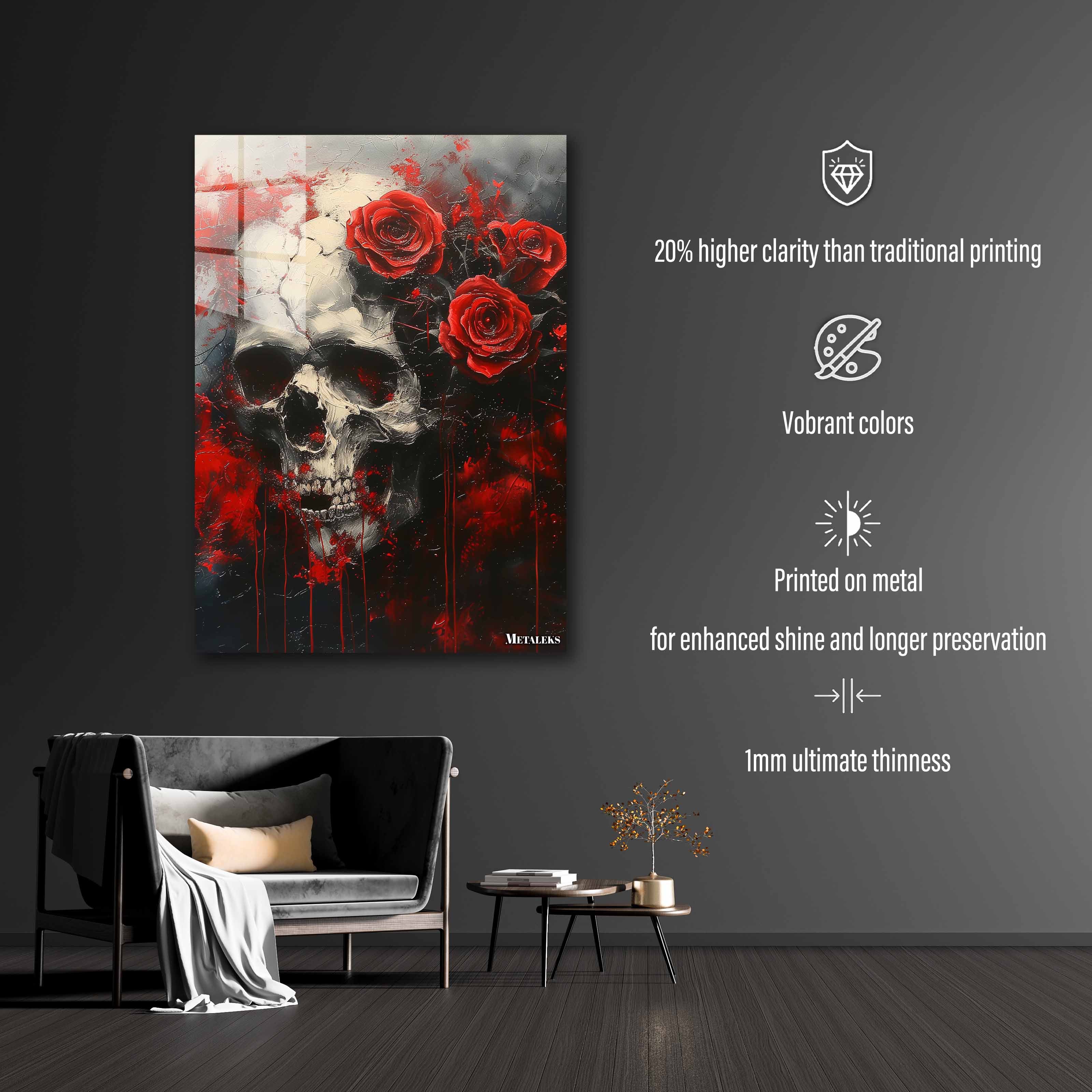 Gothic skull and roses V3-Artwork by @Happy Cloud art