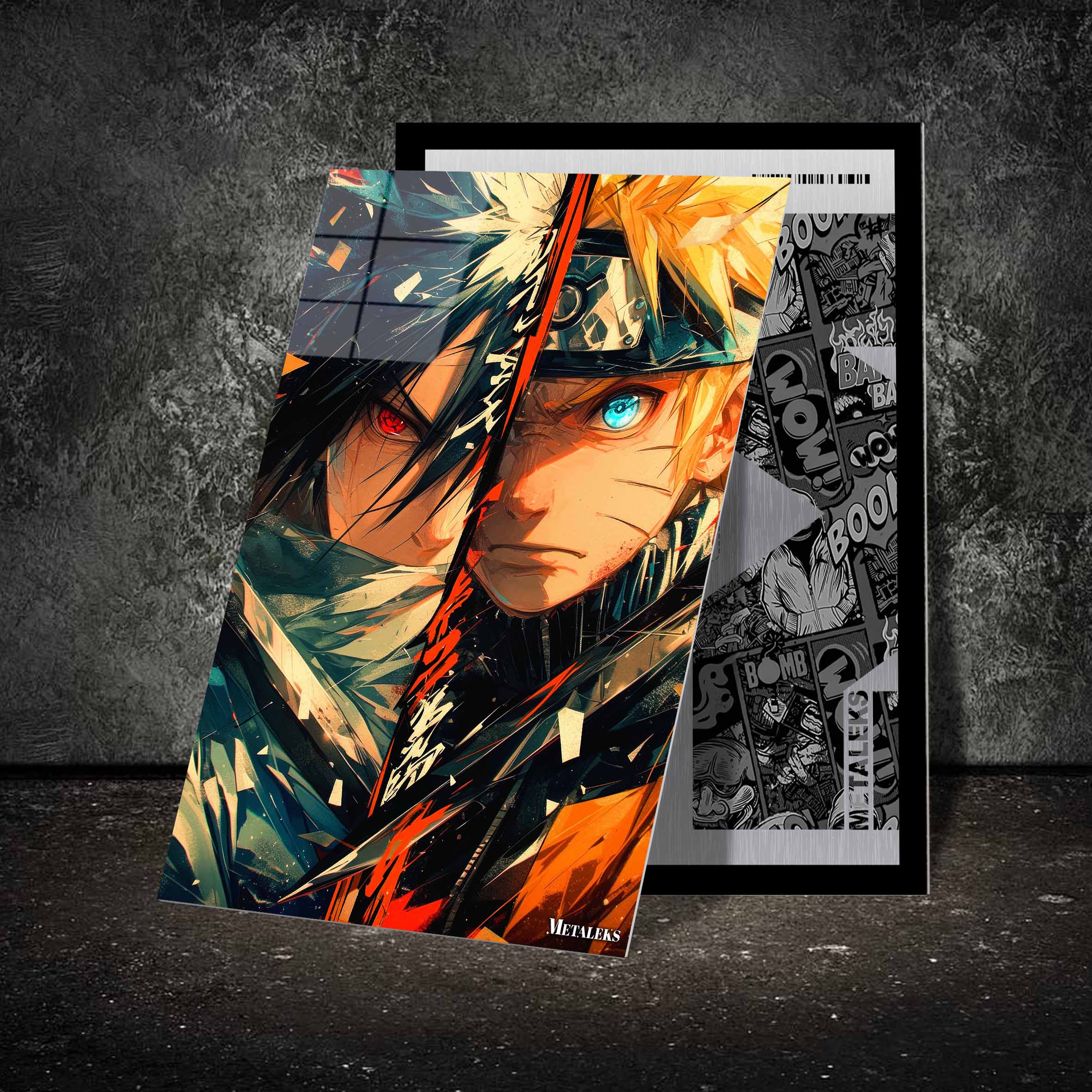 Naruto vs Sasuke poster art-designed by @visinaire.ai