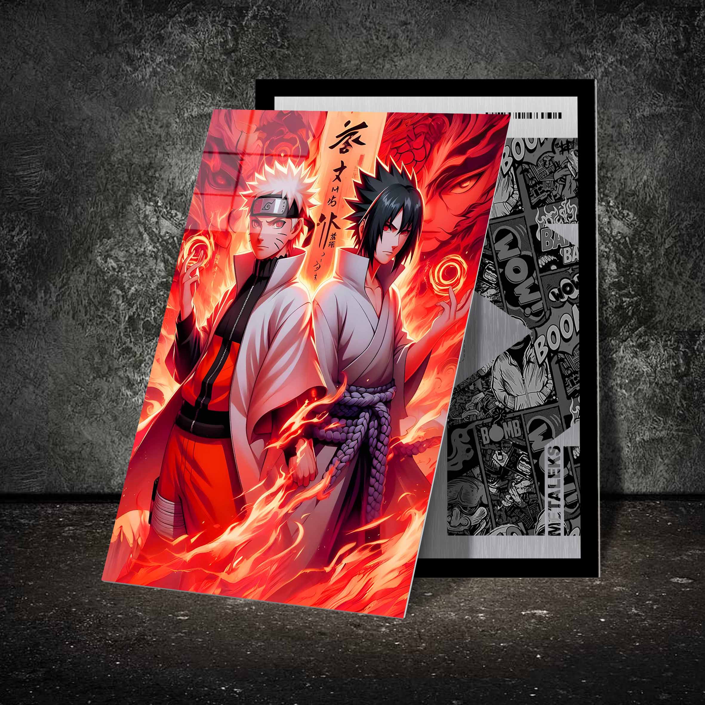 Sasuke Uciha And Naruto Uzumaki-designed by @Genio Art