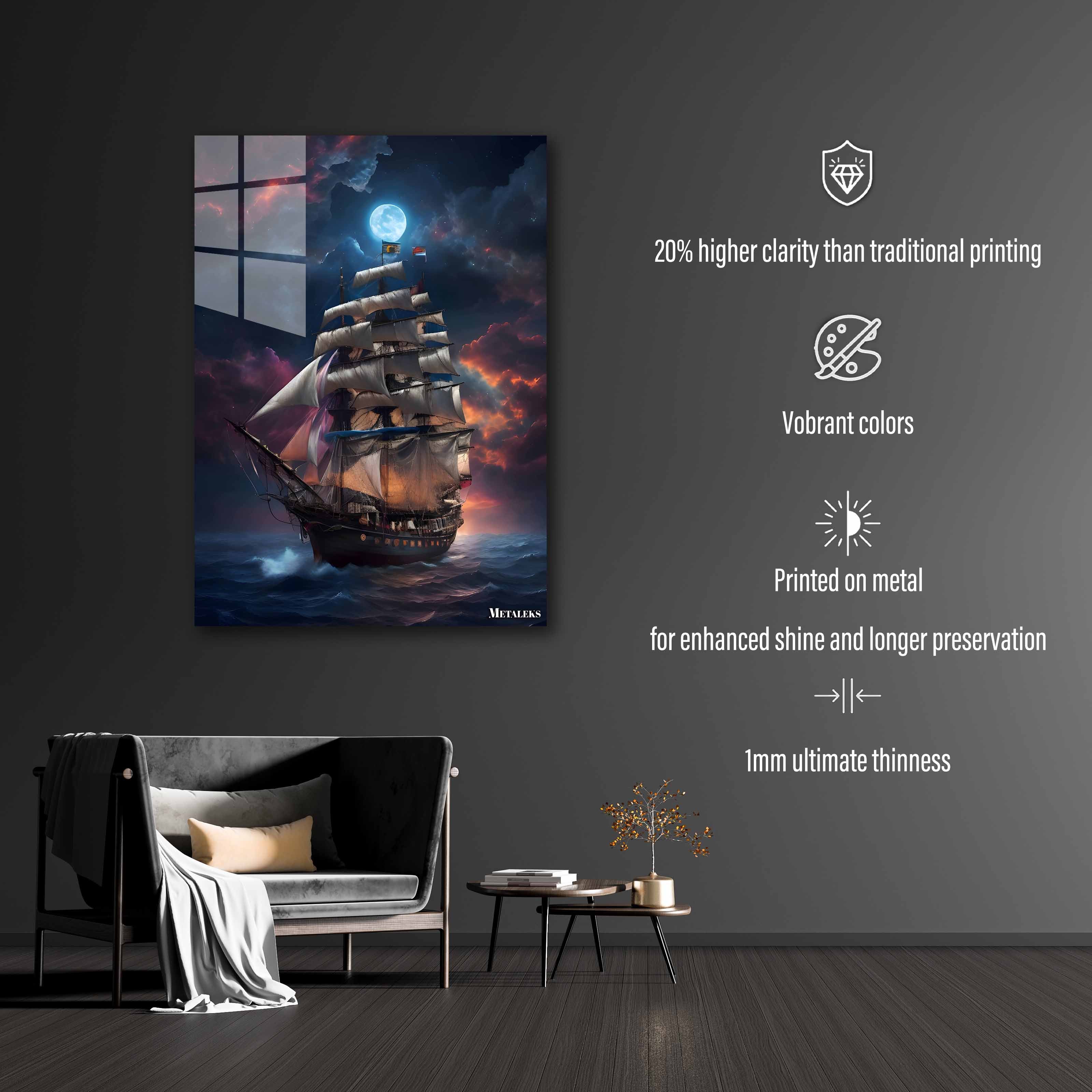 the boat sails in the middle of the night-designed by @Beat art