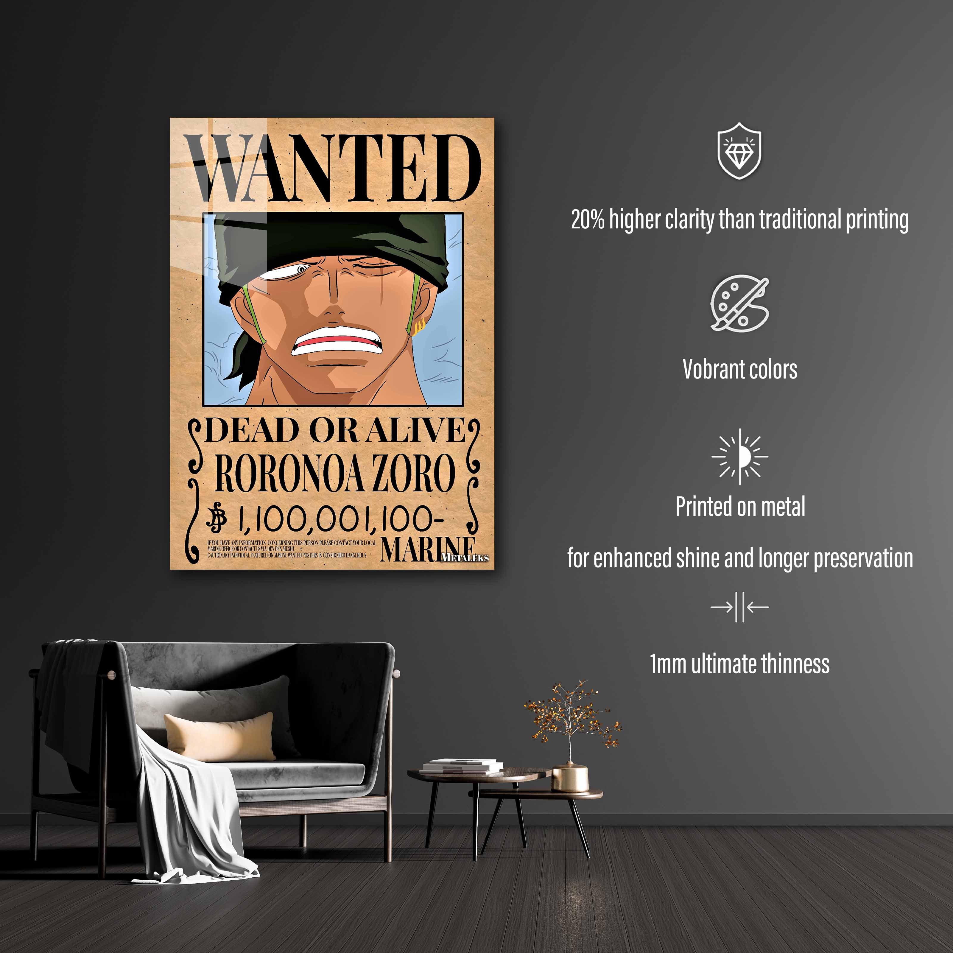 wanted zoro one piece-designed by @M.Misbah Dinara